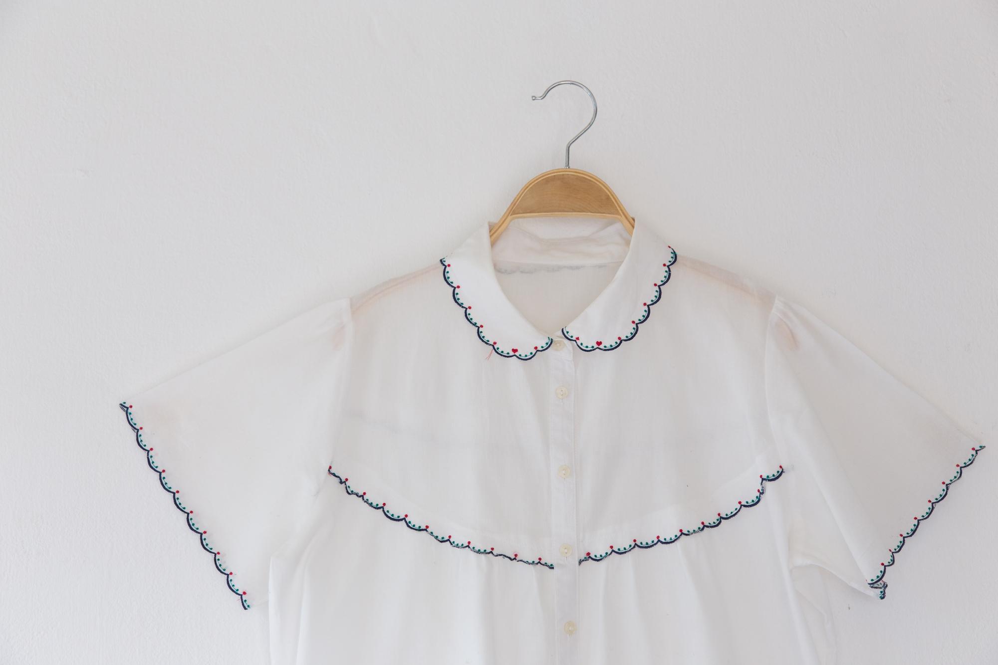 Monogram embroidered on linen shirt